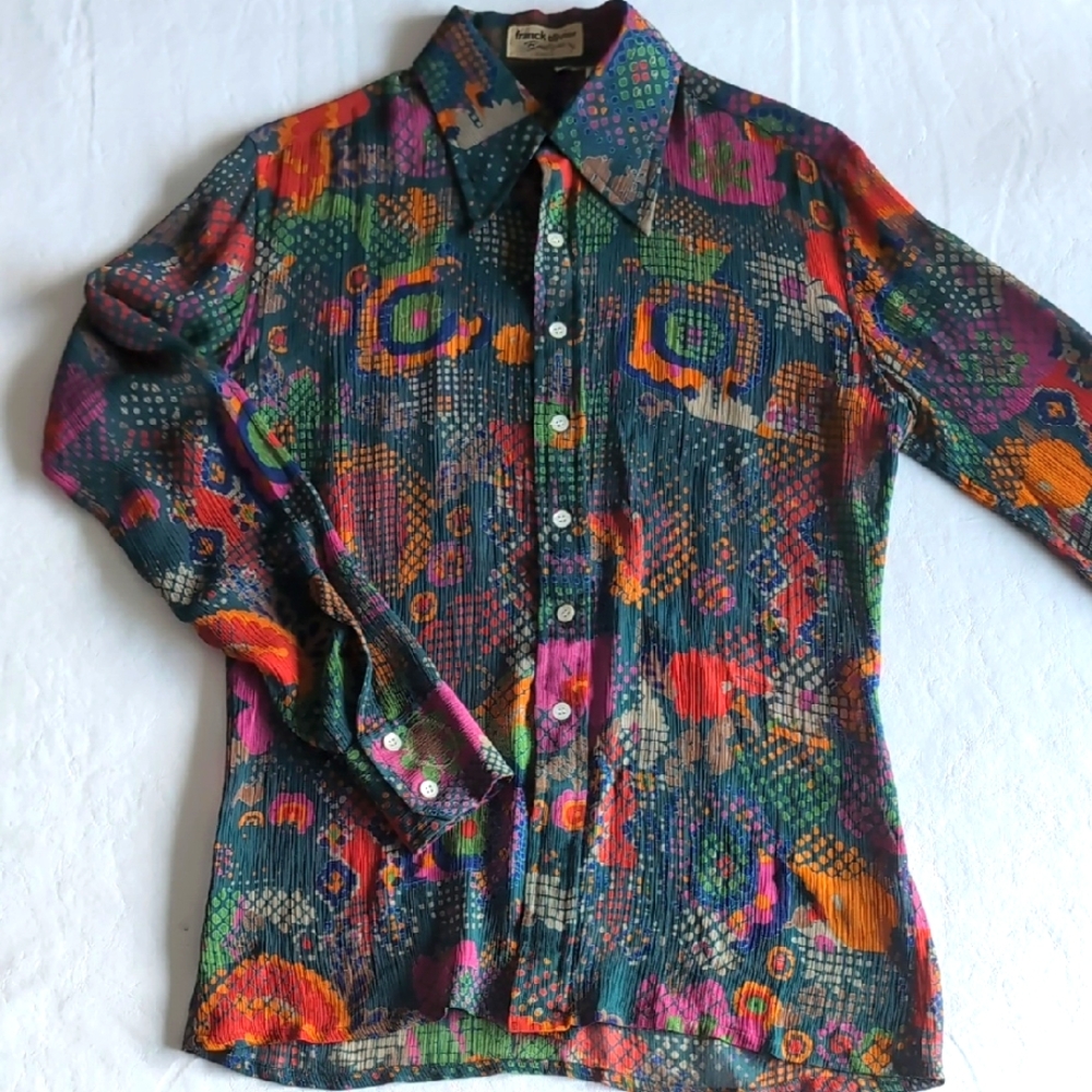 Vintage Franck Olivier Paris France Floral Button Down Blouse Women's Size S/M